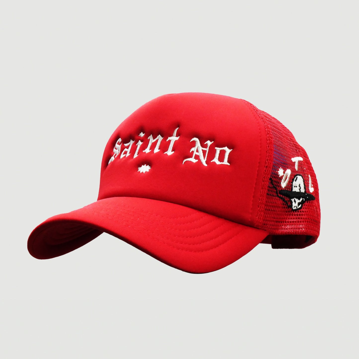 ONLY THE LONELY SCRIPT x SAINT NO FOAM TRUCKER HAT (RED)