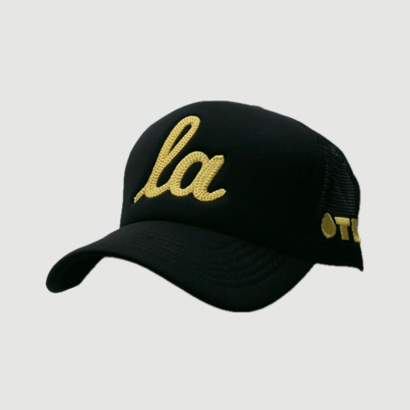 ONLY THE LONELY SCRIPT LA CHAINSTITCH FOAM TRUCKER (BLACK/GOLD)