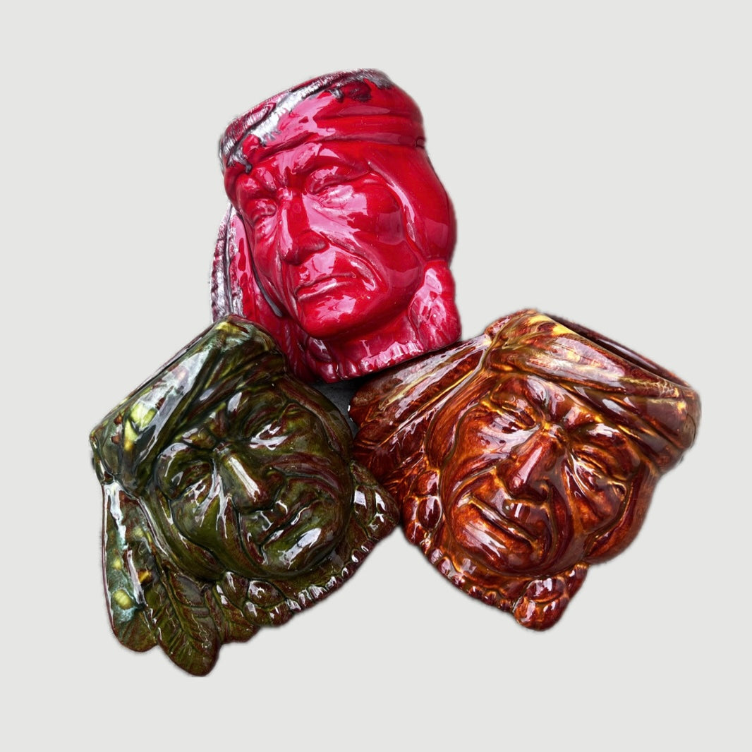 NATIVE AMERICAN CHEIF INDIAN MUG CUP GLASS