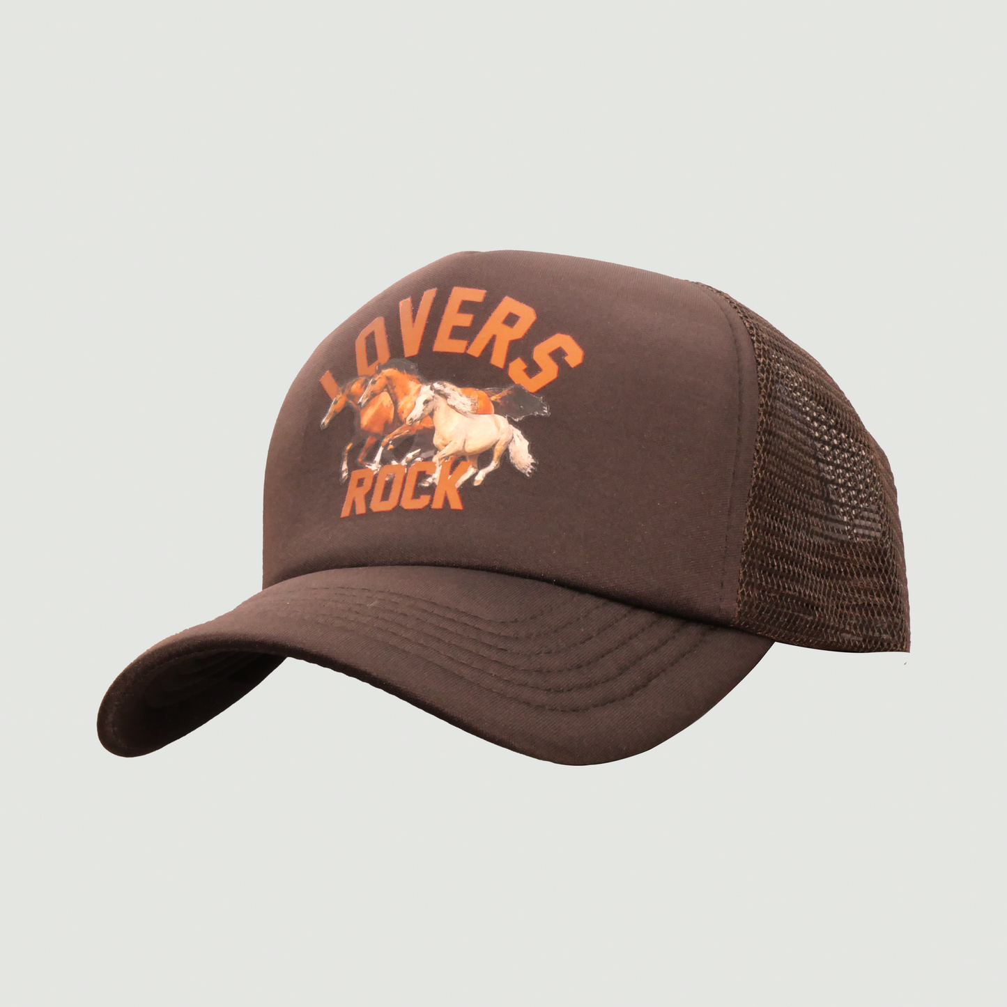 ONLY THE LONELY LOVERS ROCK WILD HORSES FOAM TRUCKER (BROWN)