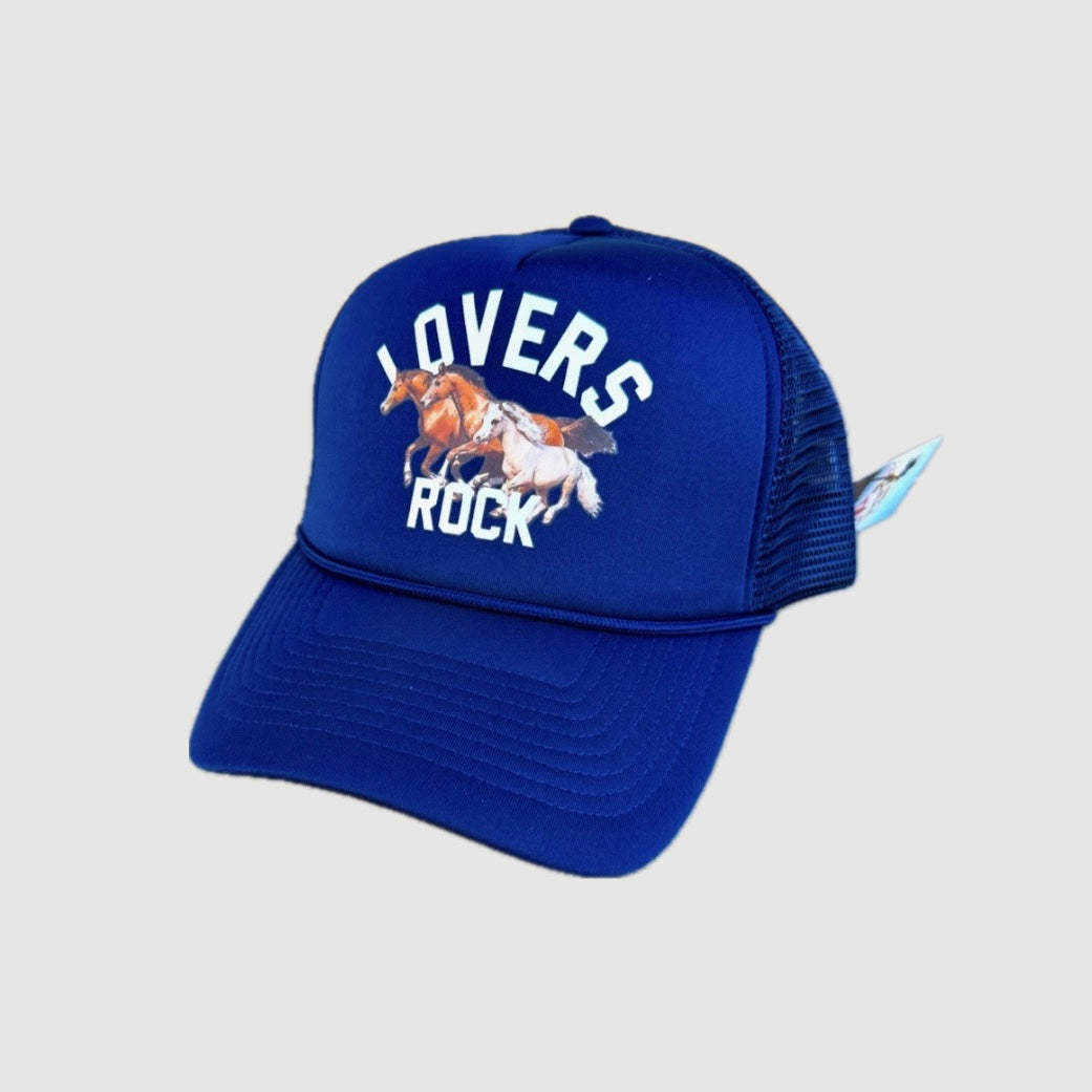 ONLY THE LONELY LOVERS ROCK WILD HORSES FOAM TRUCKER (NAVY)