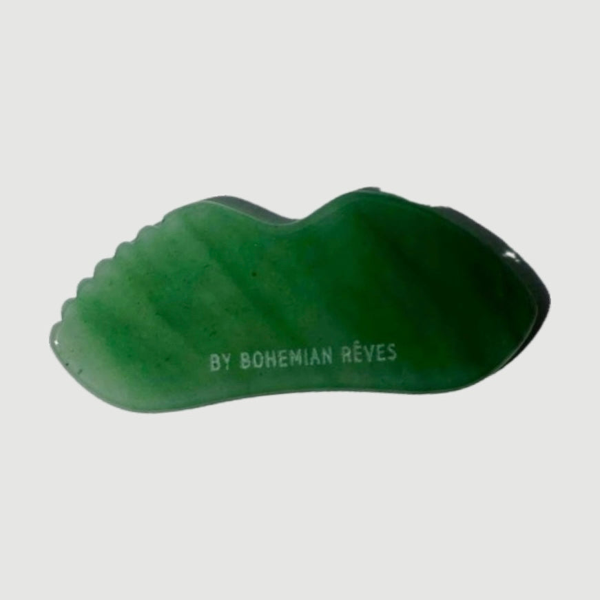 BOHEMIAN RêVES GUA SHA FACE STONE JADE + SUSTAINABLE COTTON STORAGE BAG