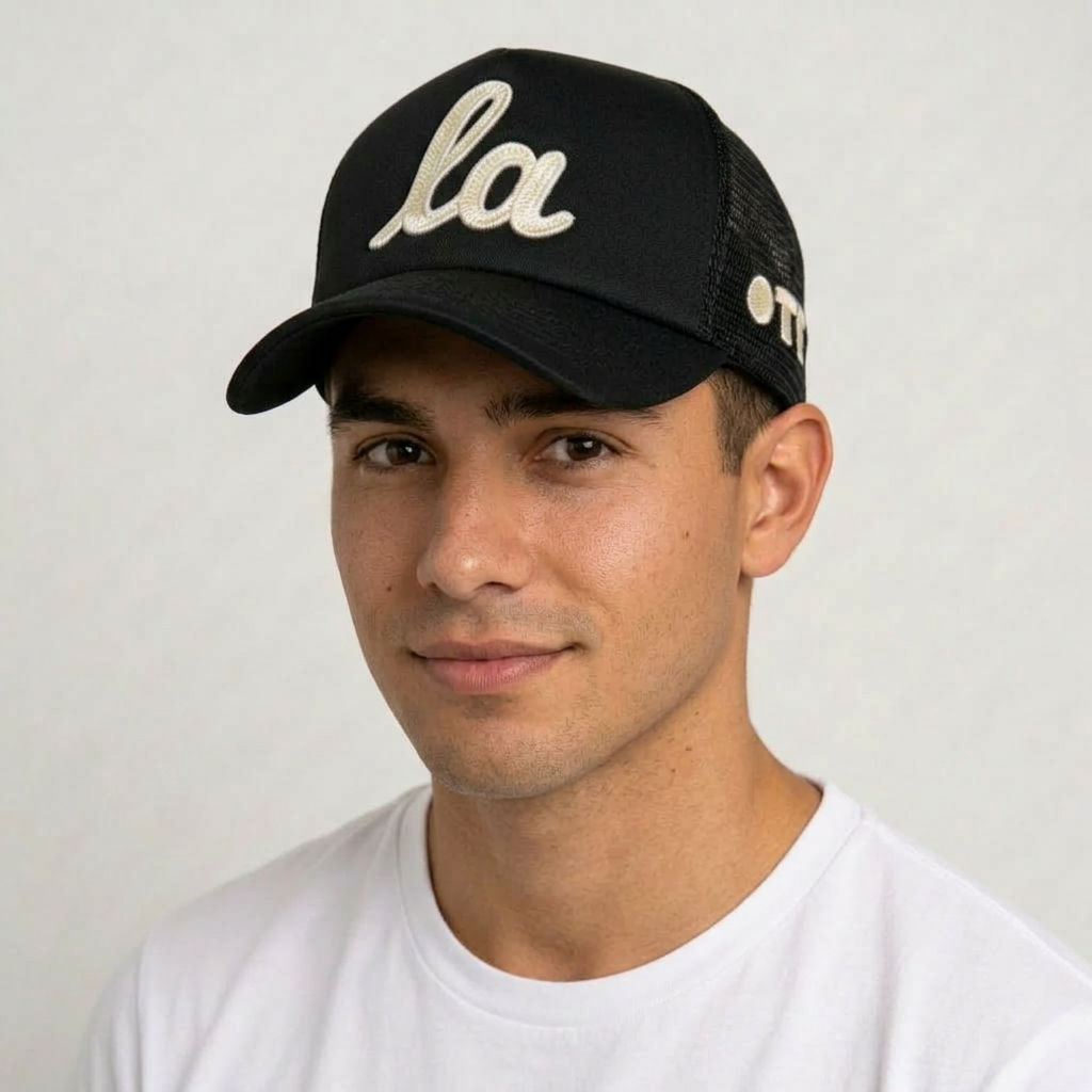 ONLY THE LONELY SCRIPT LA CHAINSTITCH FOAM TRUCKER (BLACK/IVORY)