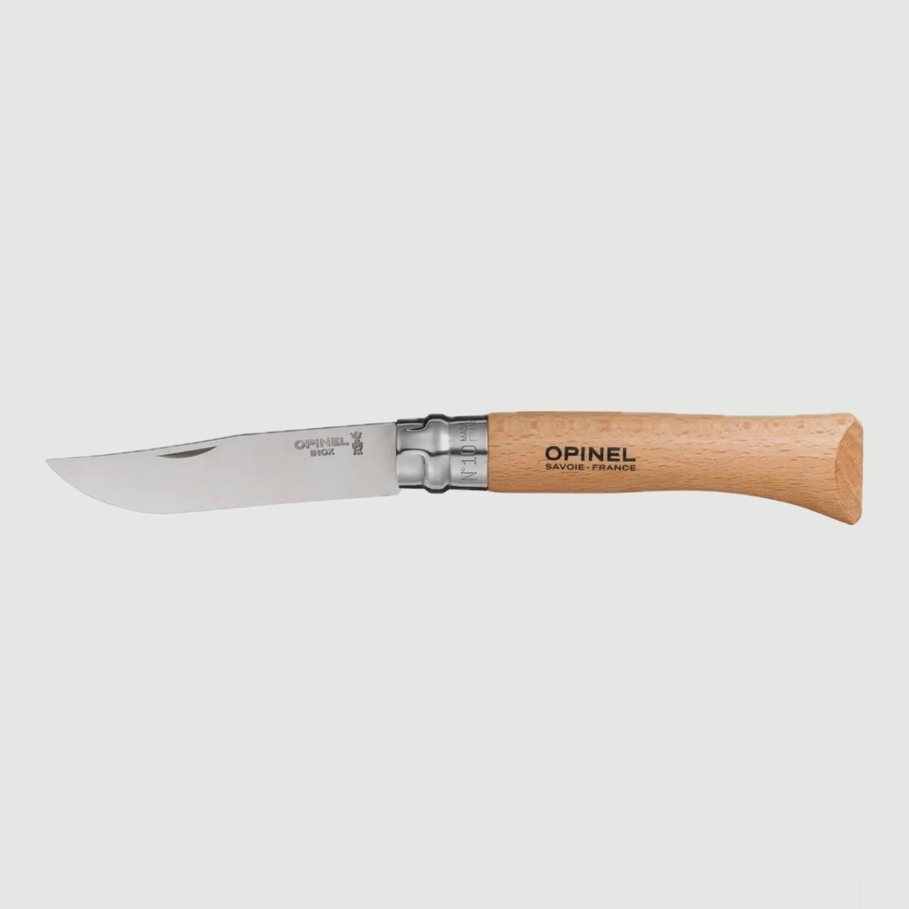 OPINEL No.10 STAINLESS STEEL FOLDING KNIFE NATURAL WOOD