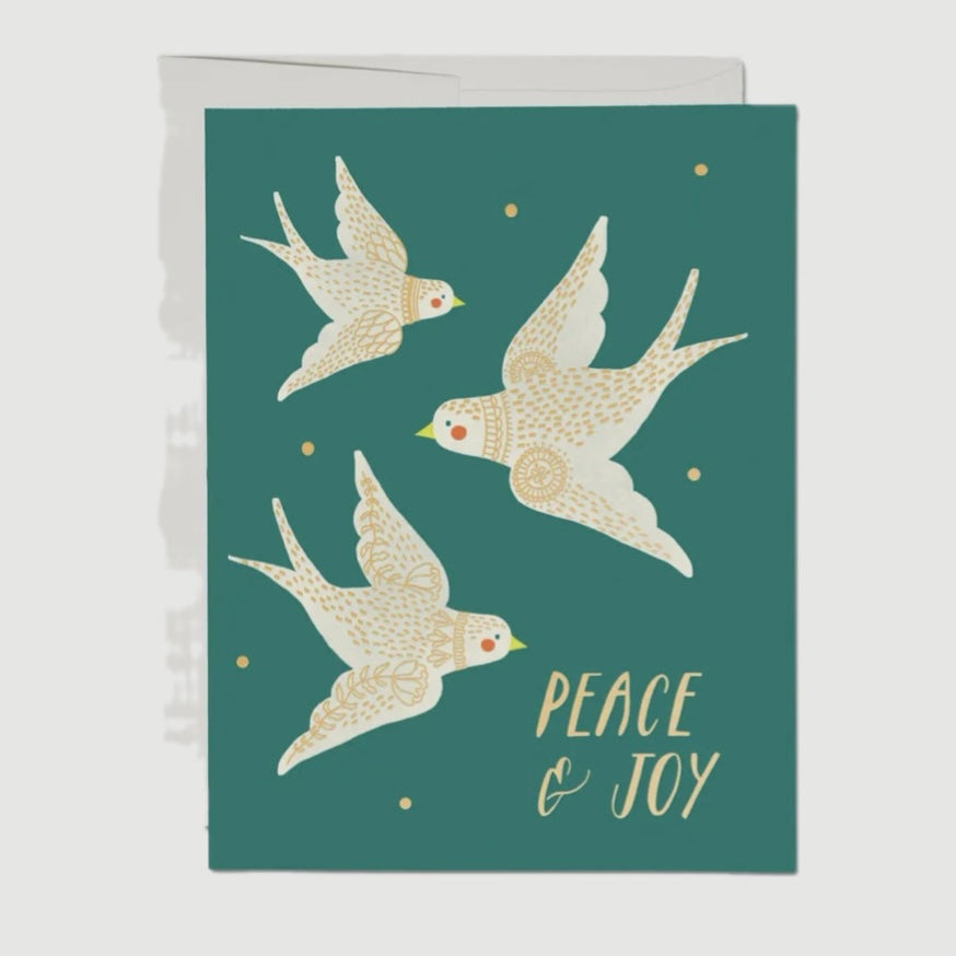 PEACE & JOY GREETING CARD (RED CAP CARDS)