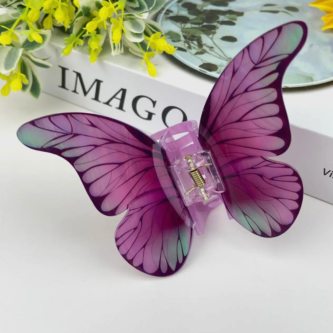 ONLY THE LONELY ACETATE PURPLE BUTTERFLY HAIR CLIP
