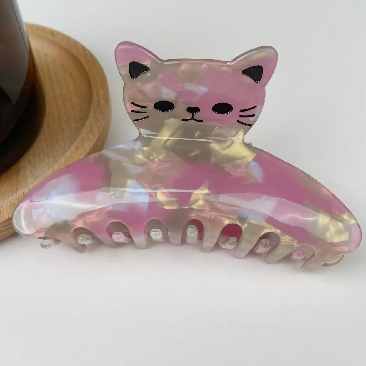 ONLY THE LONELY ACETATE PINK CAT HAIR CLIP