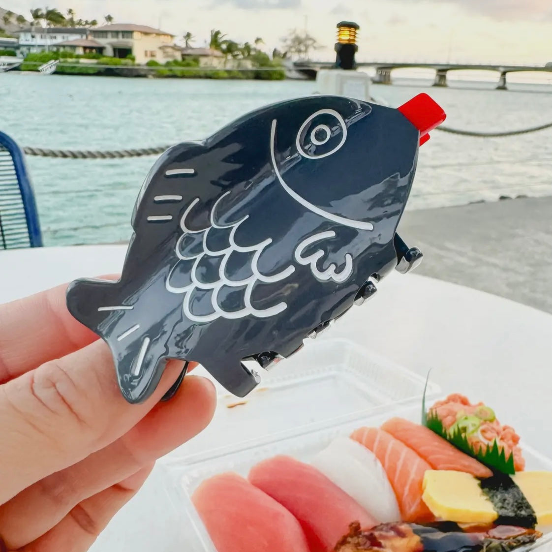 ONLY THE LONELY ACETATE SOY SAUCE FISH BOTTLE HAIR CLIP