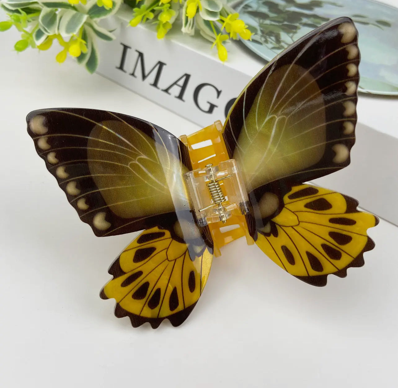 ONLY THE LONELY ACETATE BROWN BUTTERFLY HAIR CLIP