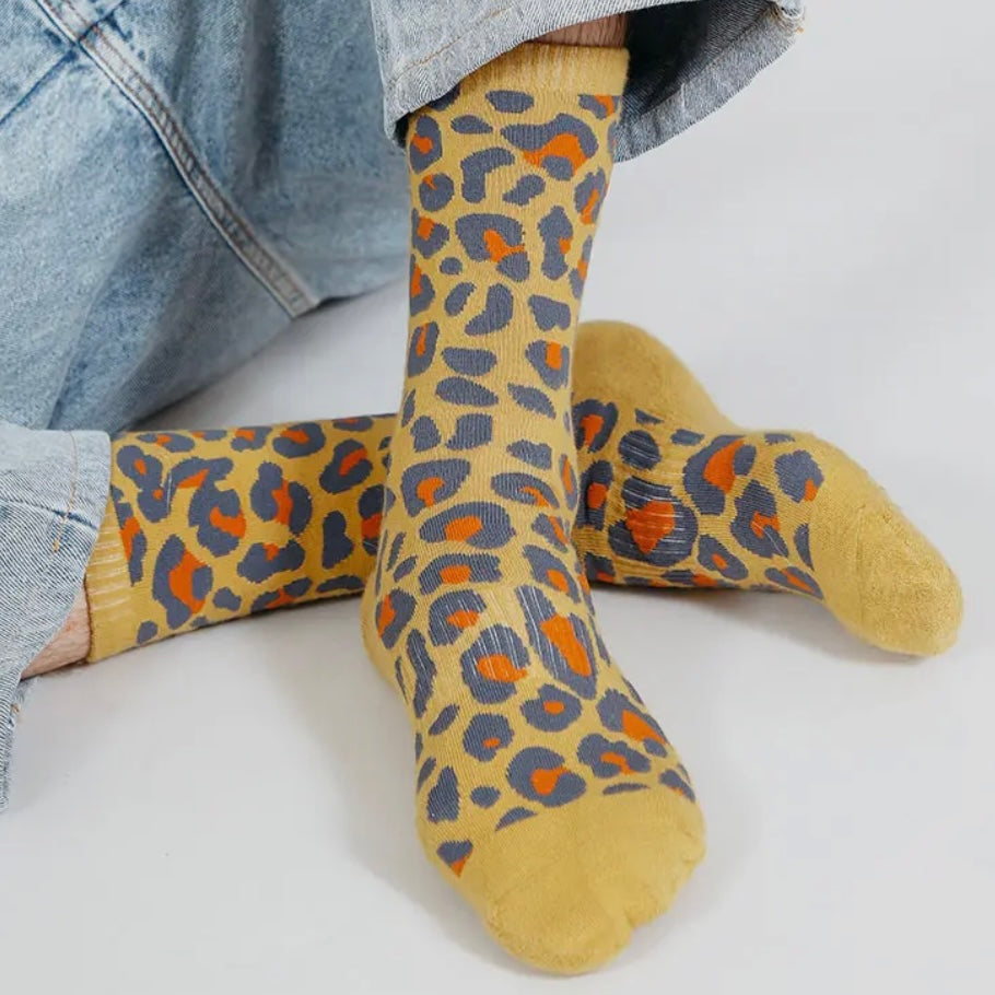 TAILORED UNION LEO CHEETAH CREW SOCK (TAN)
