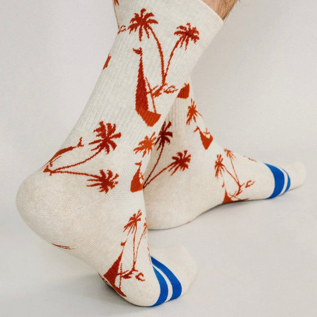 TAILORED UNION TOMY CREW SOCK PALM TREE (WHITE)