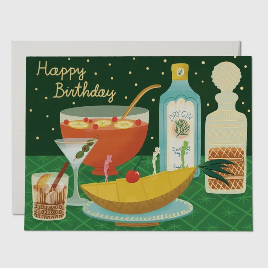 HAPPY BIRTHDAY COCKTAILS GREETING CARD (RED CAP CARDS)