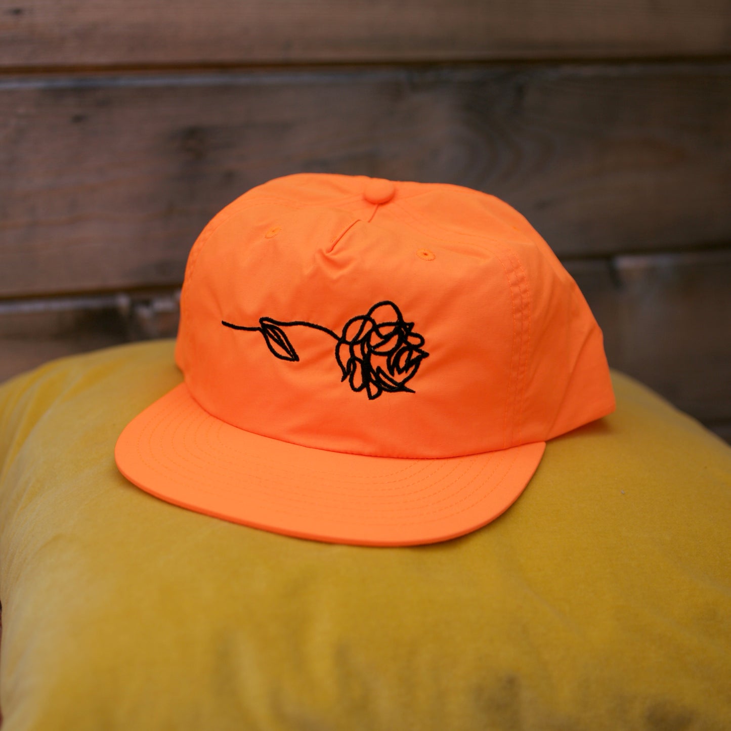 ONLY THE LONELY SCRIPT ROSE NYLON SURF CAP in Neon Orange