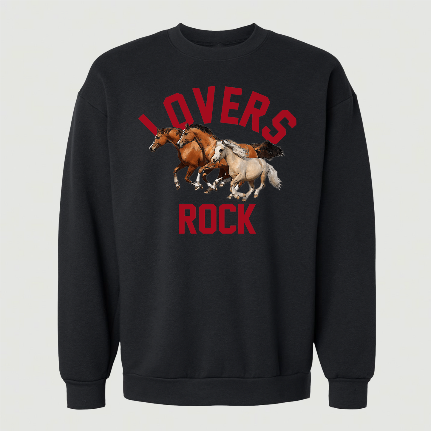 ONLY THE LONELY LOVERS ROCK WILD HORSES CREWNECK (BLACK)