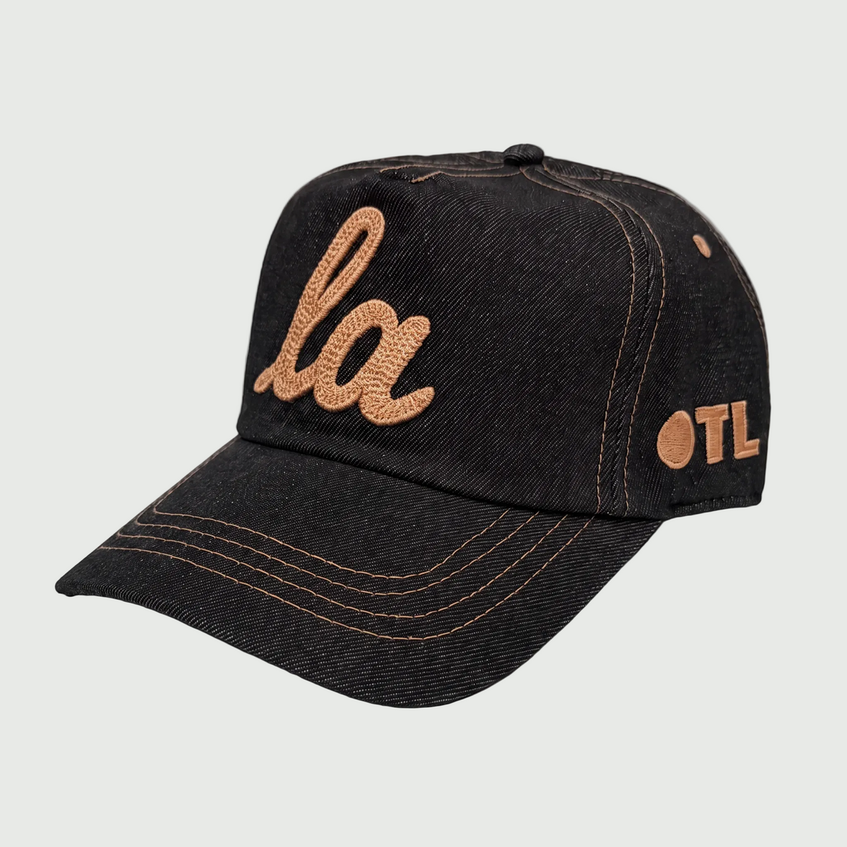 ONLY THE LONELY SCRIPT LA WORKMAN HAT (BLACK DENIM/YELLOW GOLD)