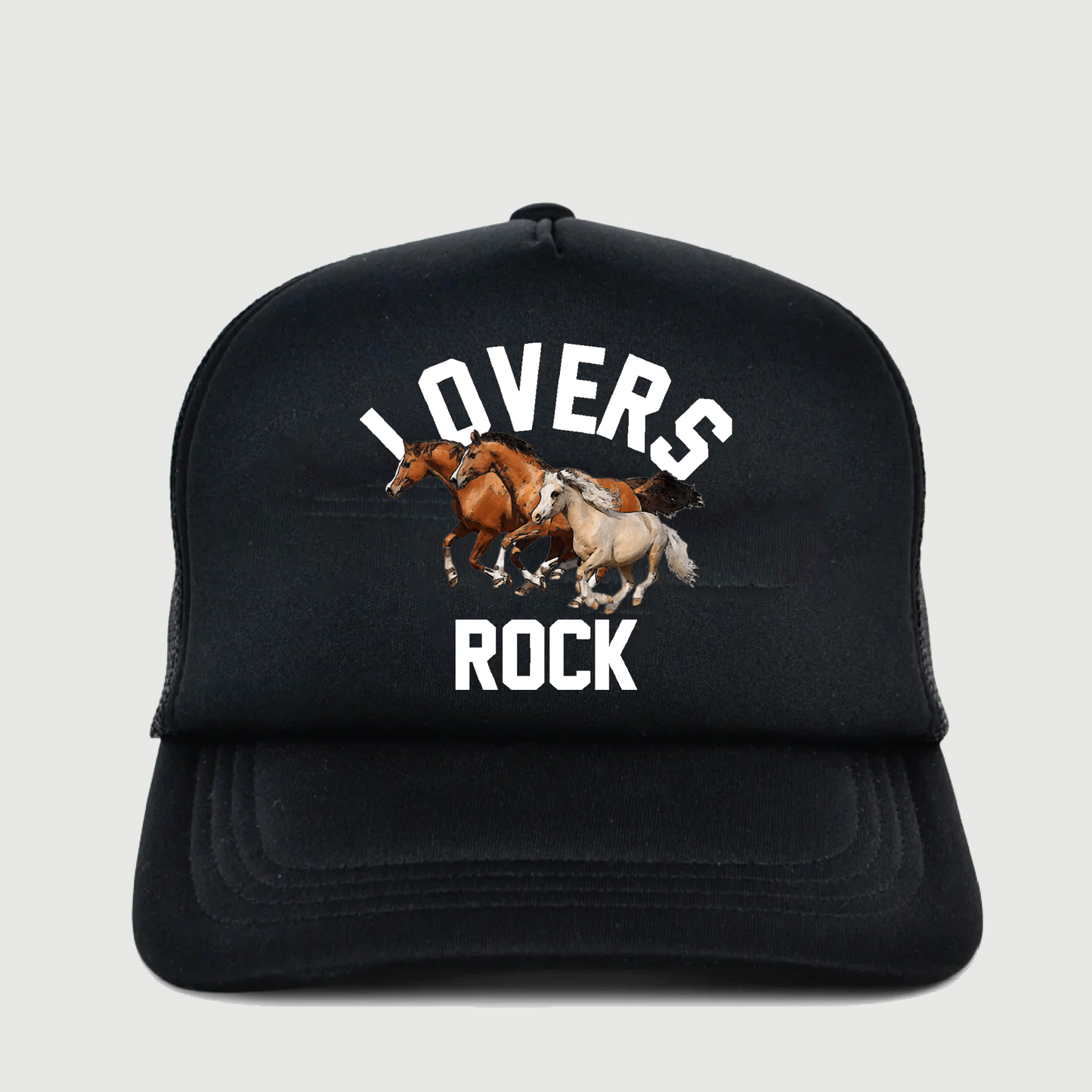 ONLY THE LONELY LOVERS ROCK WILD HORSES FOAM TRUCKER (Black)
