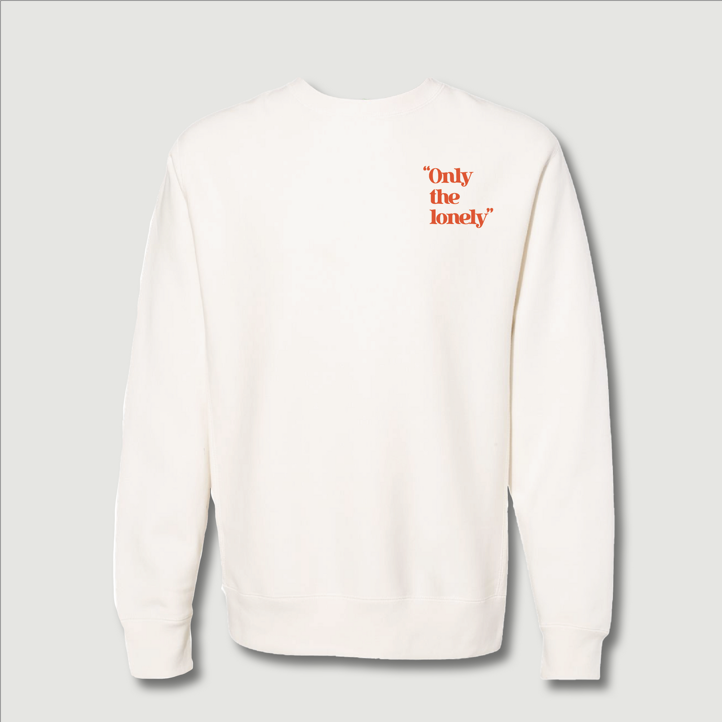 ONLY THE LONELY LOGO CREWNECK (BONE/FIRE RED)
