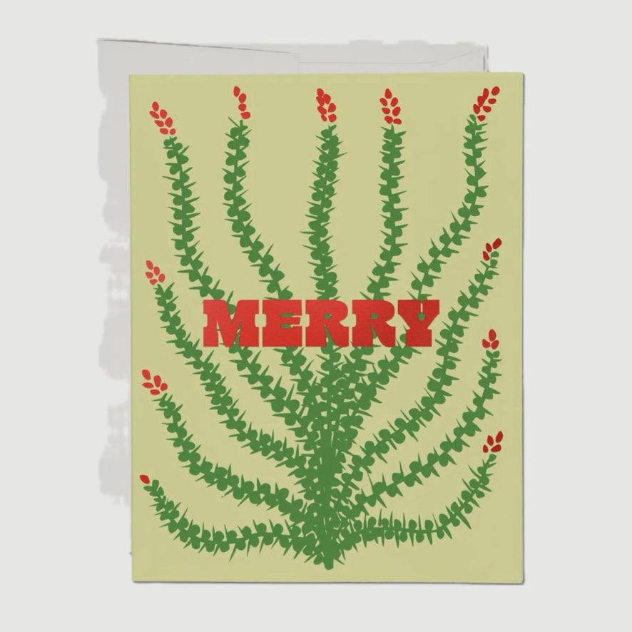 MERRY CHRISTMAS CACTUS  HOLIDAY GREETING CARD (RED CAP CARDS)