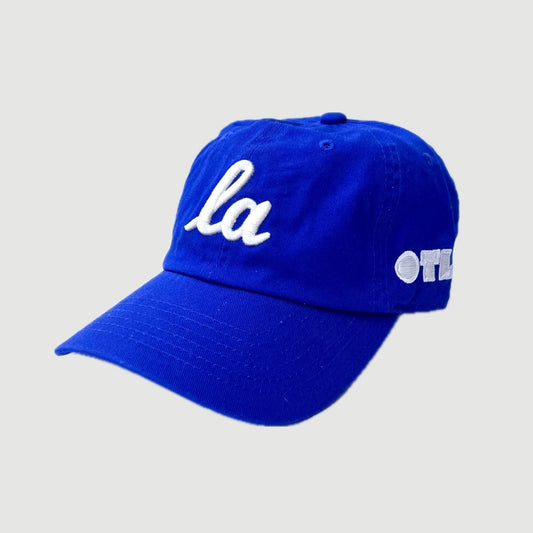 ONLY THE LONELY SCRIPT LA DADS CAP (ROYAL BLUE IVORY)