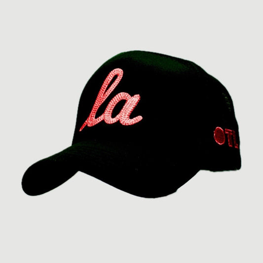 ONLY THE LONELY SCRIPT LA CHAINSTITCH FOAM TRUCKER (BLACK/BUBBLE GUM)