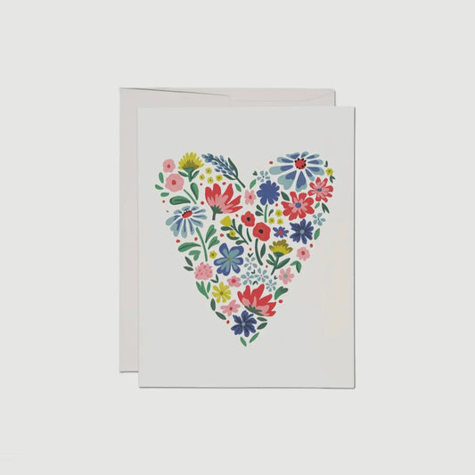 FLORAL HEART GREETING CARD (RED CAP CARDS)