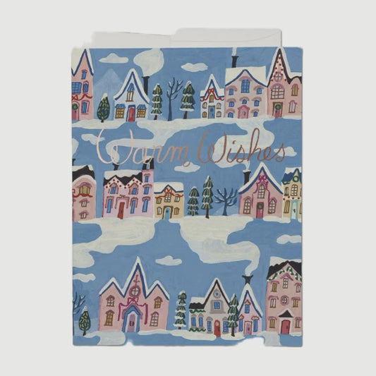 WARM WISHES CHIRSTMAS HOLIDAY GREETING CARD (RED CAP CARDS)