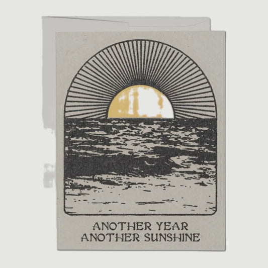 ANOTHER YEAR ANOTHER SUNSHINE GOLD SUN GREETING CARD (RED CAP CARDS)