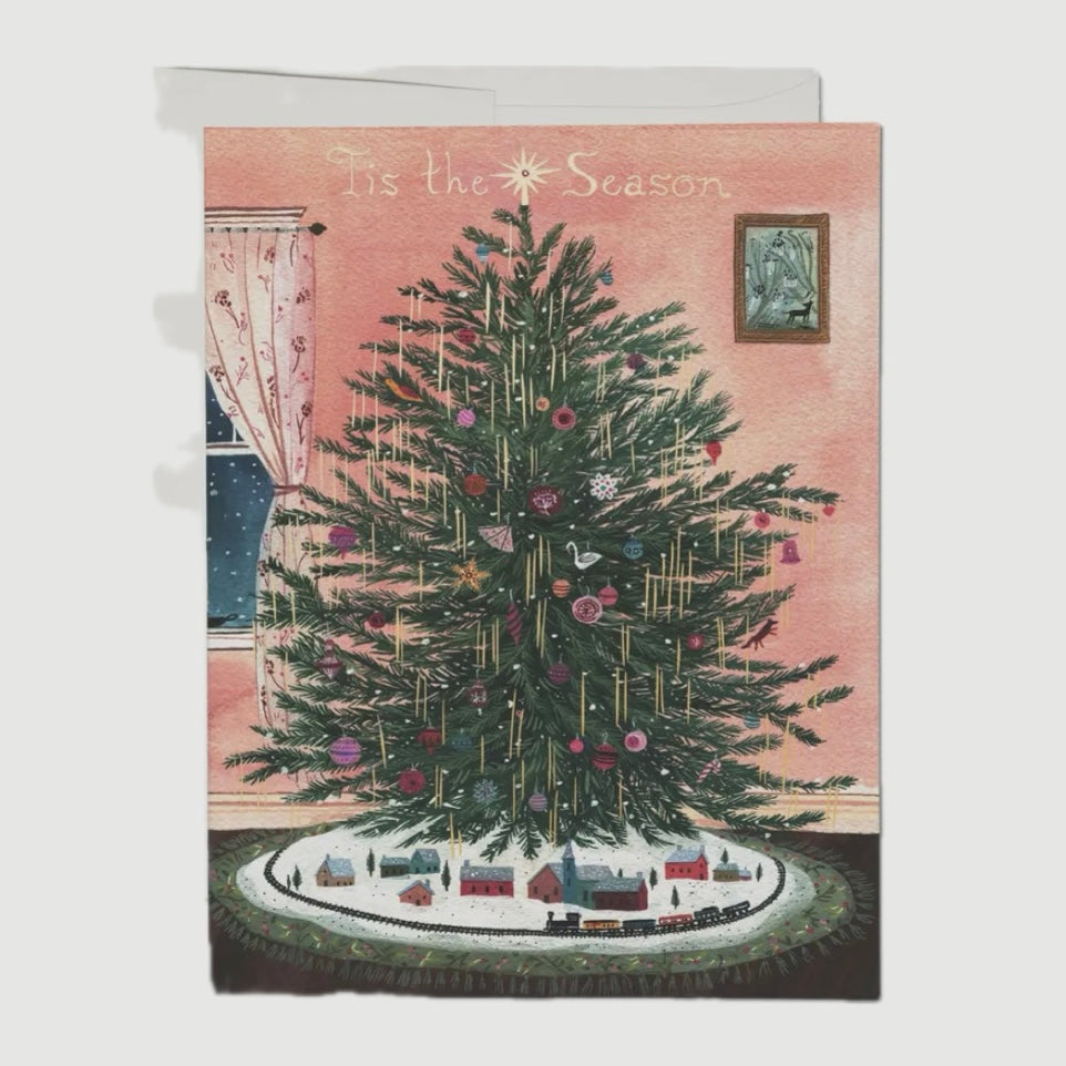 TIS' THE SEASON TREE GREETING CARD (RED CAP CARDS)