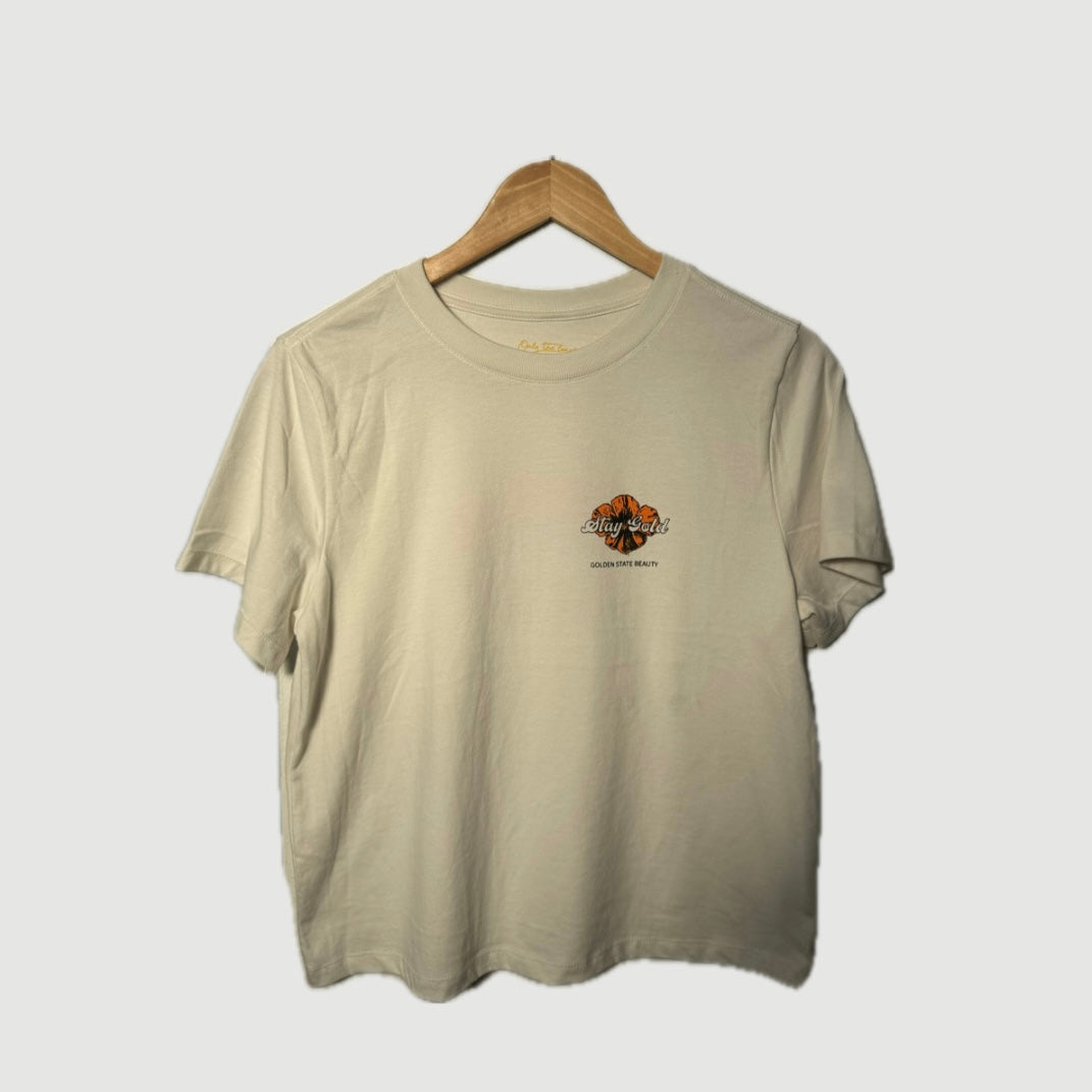 GOLDEN STATE BEAUTY STAY GOLD CROPPED T-SHIRT (CREAM)