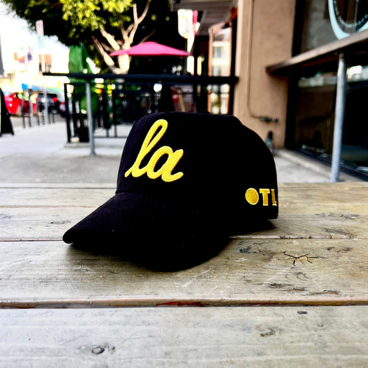 CORDUROY ONLY THE LONELY SCRIPT LA PRO HAT (BLACK/GOLD)