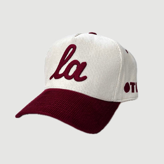 CORDUROY ONLY THE LONELY SCRIPT LA PRO HAT (BURGUNDY/NATURAL)