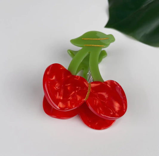 ONLY THE LONELY ACETATE CHERRY HAIR CLIP