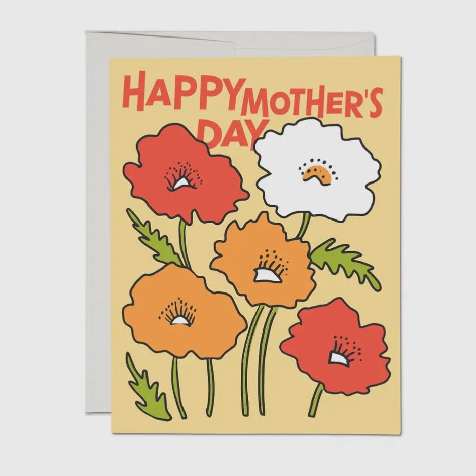 HAPPY MOTHER'S DAY POPPY GREETING CARD (RED CAP CARDS)