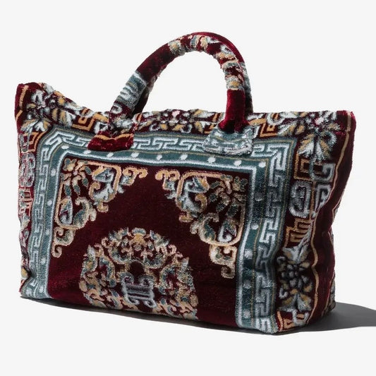 CARPET BAG TOTE BAG BURGUNDY