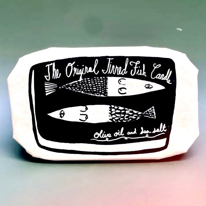 TINNED CANDLE FISH TIN SARDINE CANDLE OLIVE OIL & SEA SALT