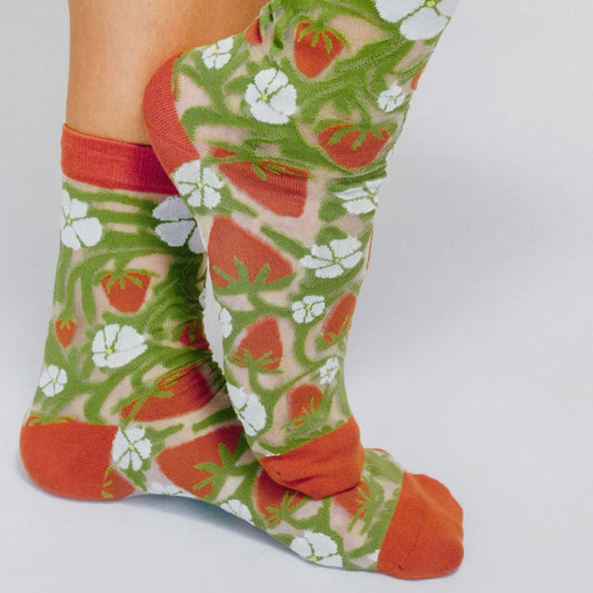 TAILORED UNION SOCKS STRAWBERRY SHEER ANKLE SOCK BY SOULSHINE CO.