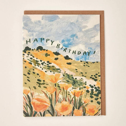 CALIFORNIA POPPY HAPPY BIRTHDAY GREETING CARD (LITTLE SALT WAGON)