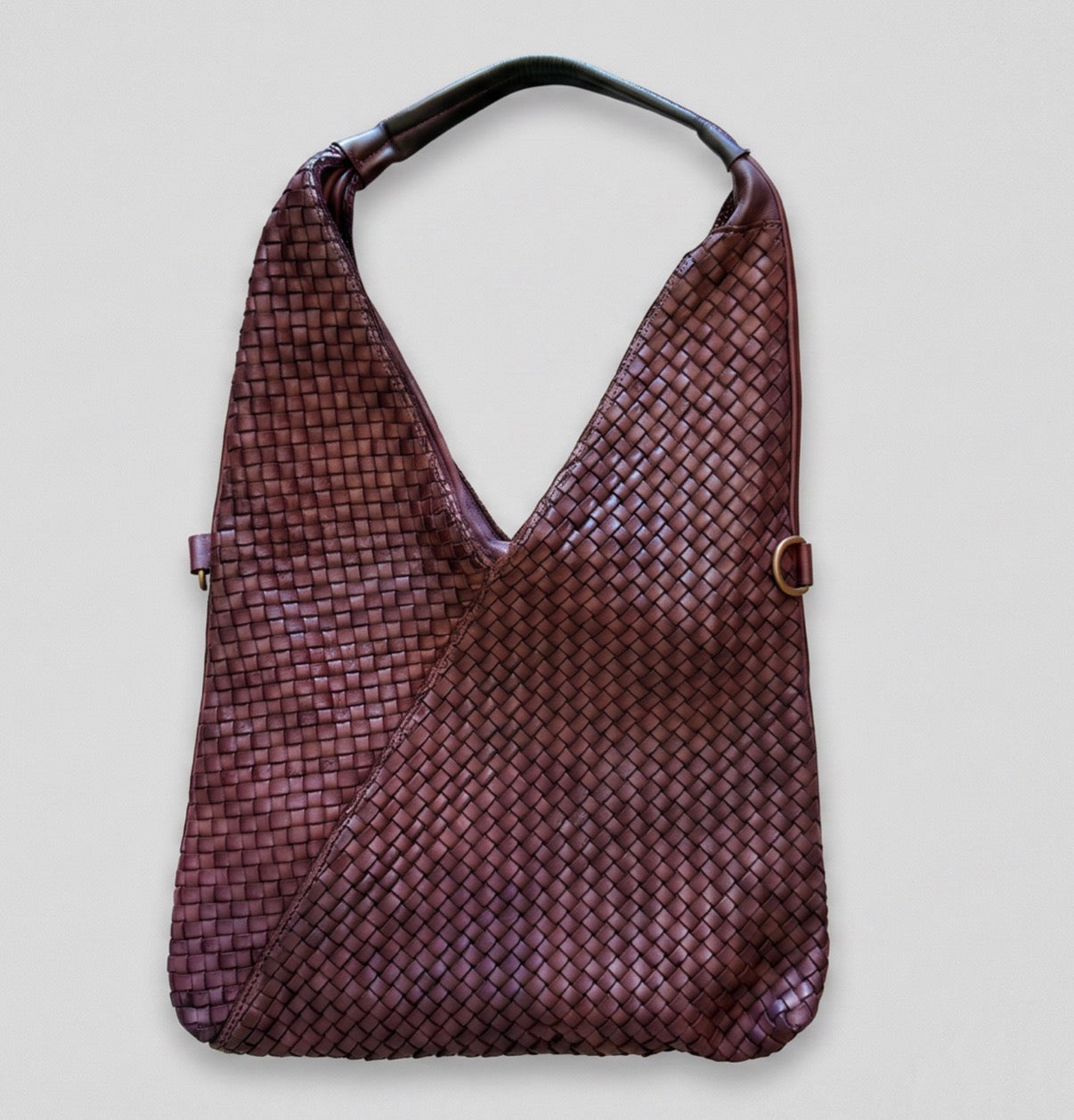 THE HOBO DRIFTER BAG WOVEN LEATHER BURGUNDY
