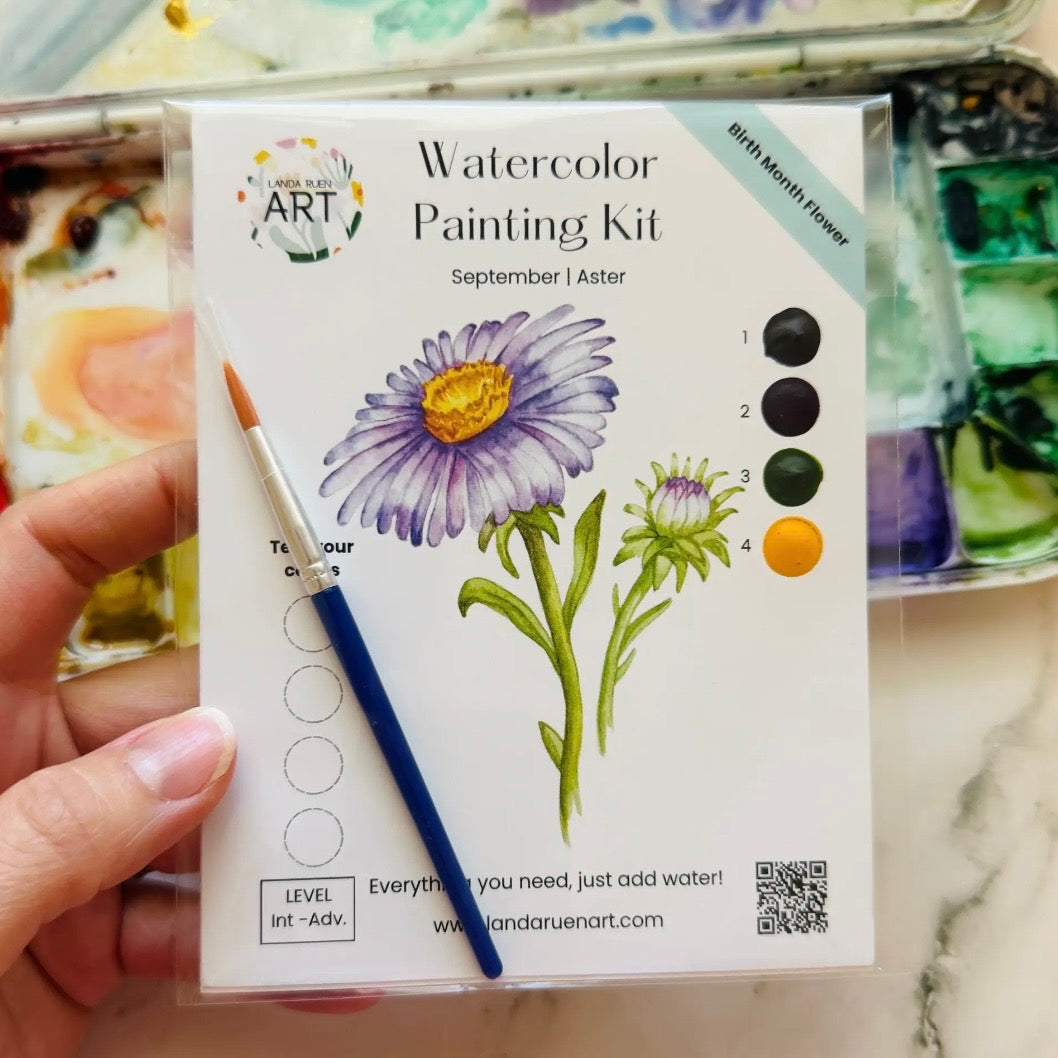 WATER COLOR PAINT FLOWER GREETING CARD (LANDA RUEN ART)