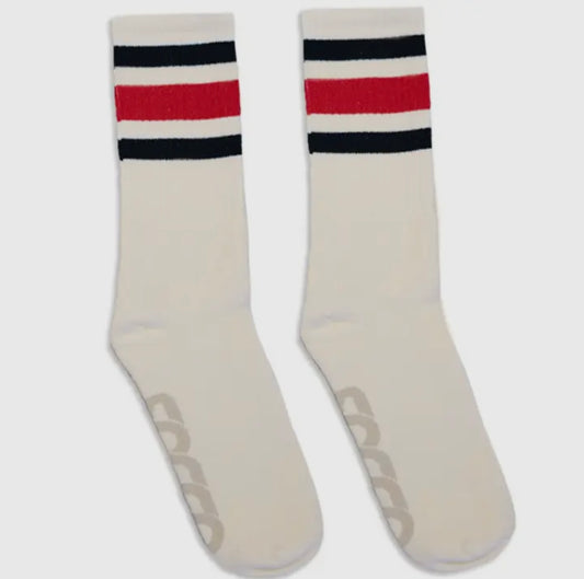 SOCCO NATURAL SOCK (BLACK & RED STRIPE)
