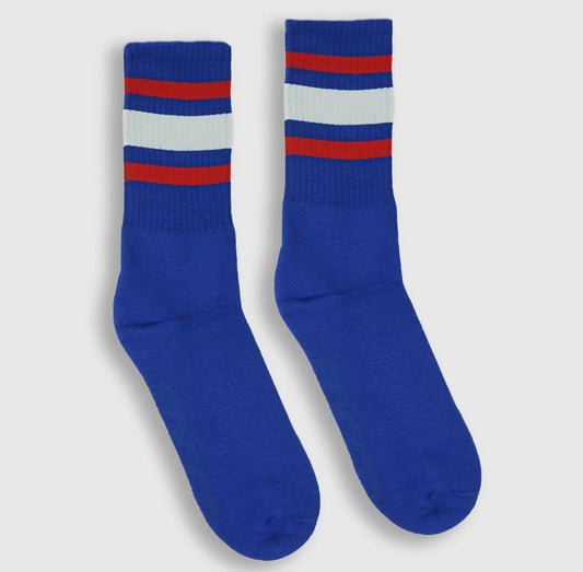 SOCCO ROYAL BLUE SOCK (RED & WHITE STRIPE)