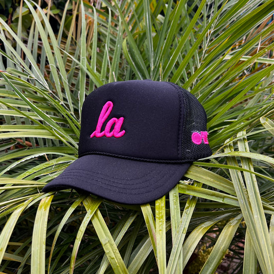 ONLY THE LONELY SCRIPT LA KIDS FOAM TRUCKER (BLACK/PINK)