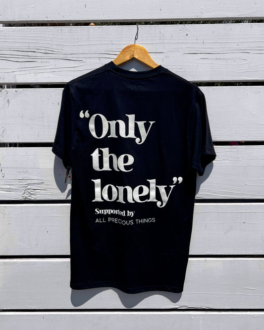 ONLY THE LONELY STACKED LOGO T-SHIRT (BLACK/IVORY)