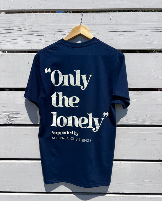 ONLY THE LONELY STACKED LOGO T-SHIRT (NAVY/IVORY)