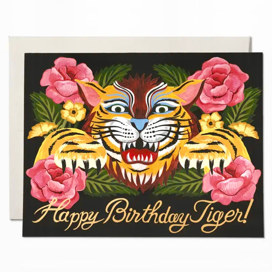 HAPPY BIRTHDAY TIGER GREETING CARD (RED CAP CARDS)