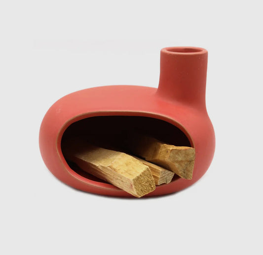 CERAMIC PALO SANTO INCENSE CHIMNEY+ ASHTRAY (NATURAL PINK)