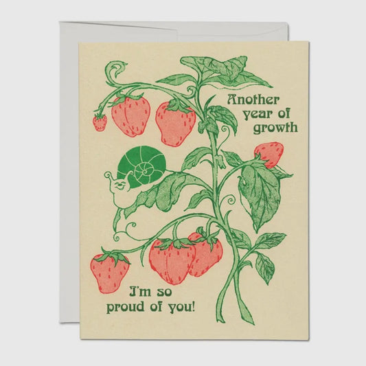 ANOTHER YEAR OF GROWTH GREETING CARD (RED CAP CARDS)