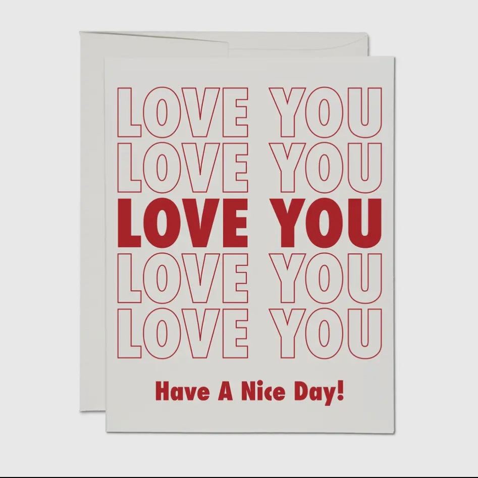 GROCERY BAG LOVE GREETING CARD (RED CAP CARDS)