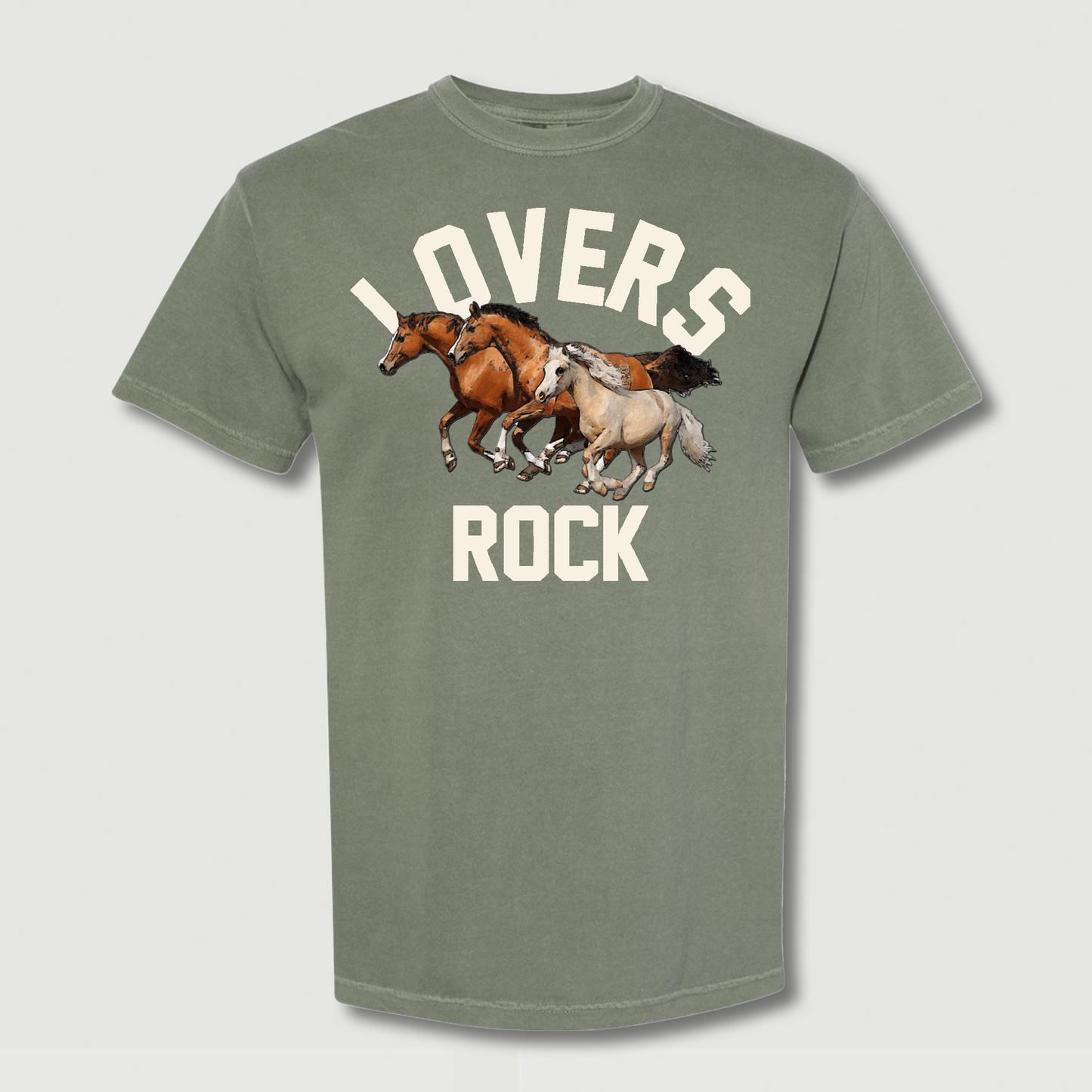 ONLY THE LONELY WILD HORSES T-SHIRT (MOSS)