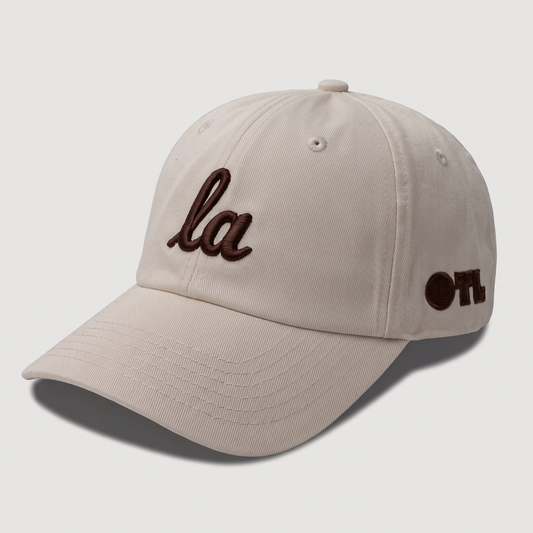 ONLY THE LONELY SCRIPT LA DADS CAP (BEIGE & BROWN)